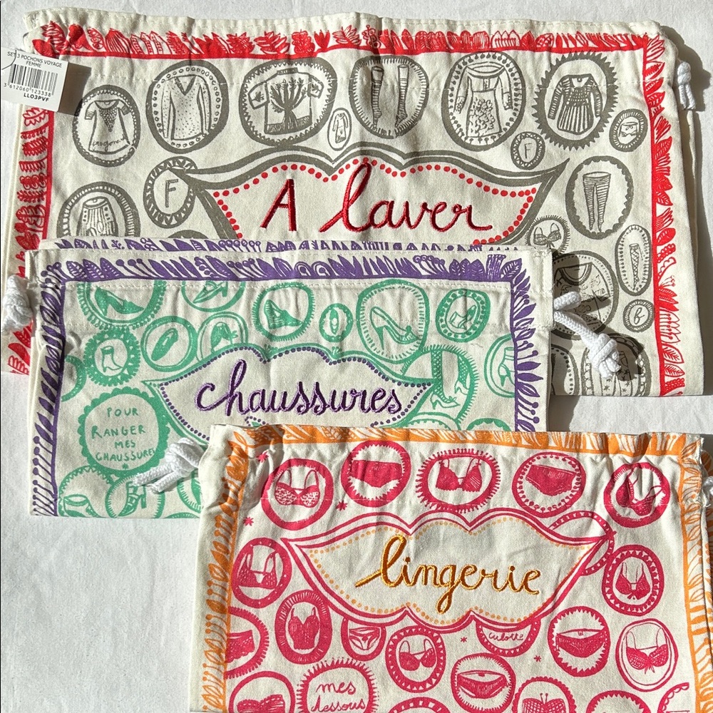 Fragonard Colorful French Laundry Bags Set of 3